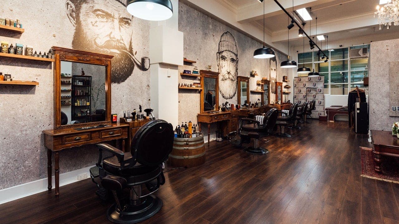 UPTOWN Barbers Dymocks Building interior