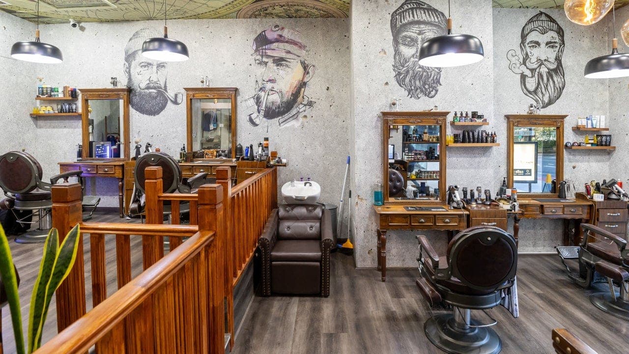 UPTOWN Barbers St James Arcade interior